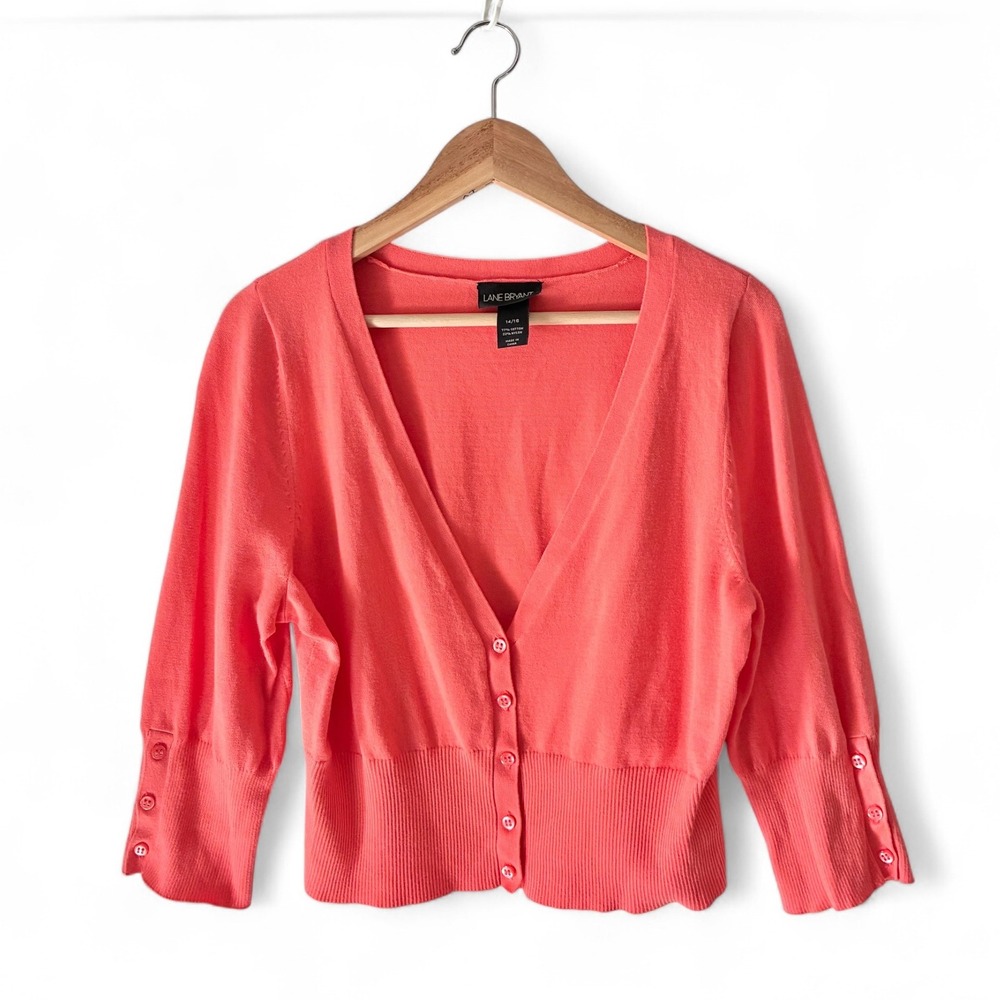 Soft Orange Cardigan Lane Bryant 14/16 | Feminine Lightweight Button Up Sweater